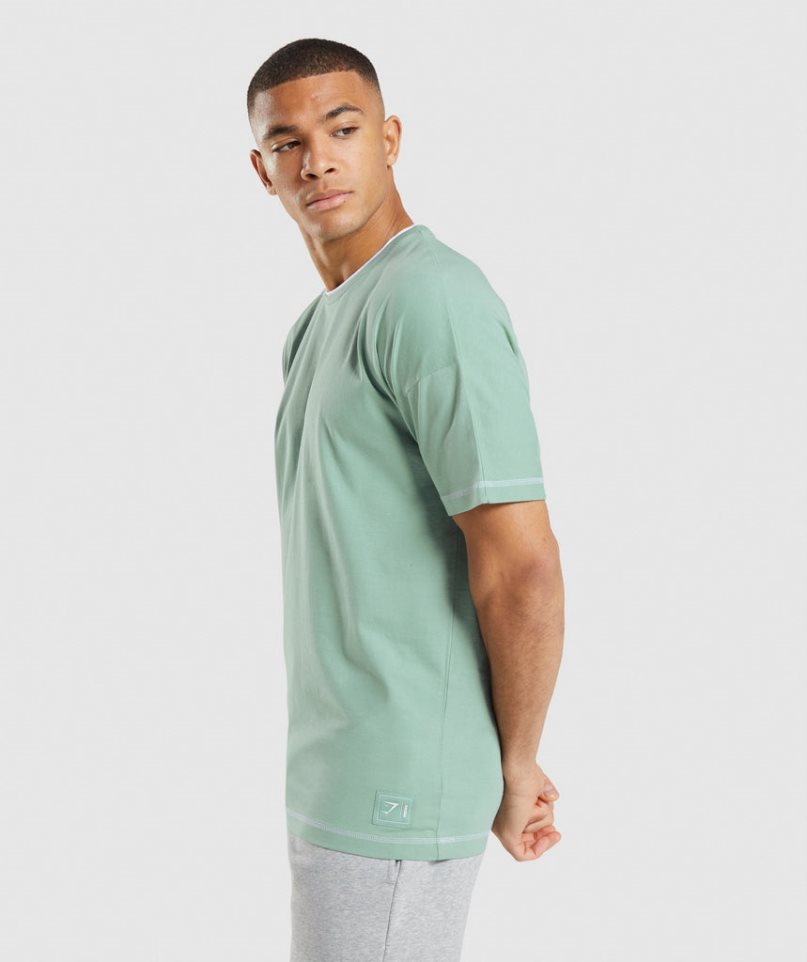 Men's Gymshark Recess T-Shirts Light Green | NZ 7IGAJH